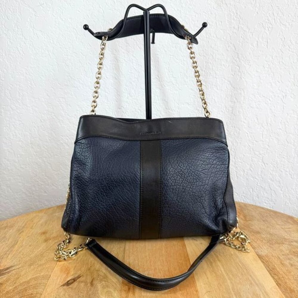 Chloe Black and Navy Leather Tote Bag W/ Chain